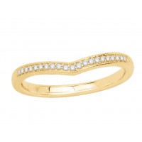 18ct Yellow Gold Ladies 2mm wide Pavé Set Wishbone Ring with Millgrain Edges and 0.07ct of Diamonds