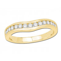 18ct Yellow Gold Ladies Channel Set Curved Ring Set with 0.33ct of Diamonds