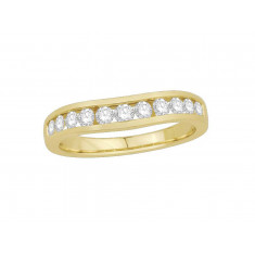 9ct Yellow Gold Ladies 4mm wide Channel Set Shallow Curved Wedding Ring Set with 0.50ct of Diamonds