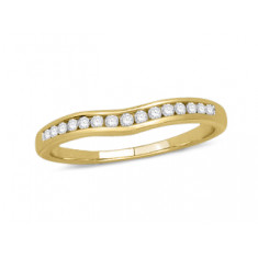 9ct Yellow Gold Ladies 2.7mm wide Channel Set Shallow Curved Ring Set with 0.16ct of Diamonds