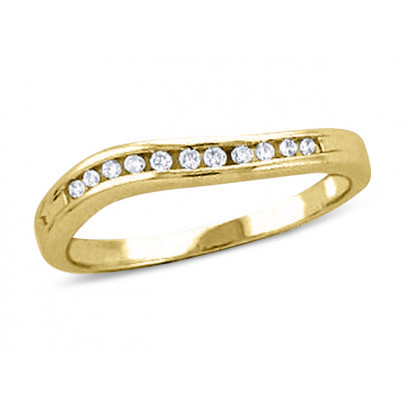9ct Yellow Gold Ladies 3mm wide Wave Channel Set Ring with 0.12ct of Diamonds