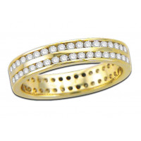 9ct Yellow Gold Ladies 2-Row Channel Set Full Eternity Ring Set with 1.0ct of Diamonds
