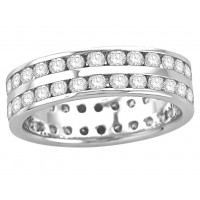 9ct White Gold Ladies 2-Row Channel Set Full Eternity Ring Set with 1.50ct of Diamonds