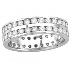9ct White Gold Ladies 2-Row Channel Set Full Eternity Ring Set with 1.50ct of Diamonds