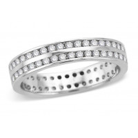 9ct White Gold Ladies 2-Row Channel Set Full Eternity Ring Set with 1.0ct of Diamonds