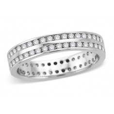 9ct White Gold Ladies 2-Row Channel Set Full Eternity Ring Set with 1.0ct of Diamonds