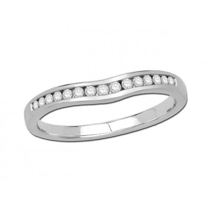 18ct White Gold Ladies Channel Set Shallow Curved Ring Set with 0.16ct of Diamonds