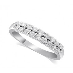 9ct White Gold Ladies 4mm 2-Row Graduated Diamond Ring Set with 0.58ct of Diamonds