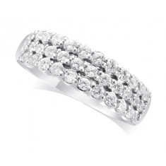 9ct White Gold Ladies 6.5mm wide 3-Row Diamond Wedding Ring Set with 0.70ct of Diamonds