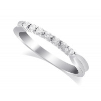 9ct White Gold Ladies 7-Stone Diamond Wedding Ring with Inverted Shoulders and 0.17ct of Diamonds