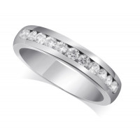 9ct White Gold Ladies Court Shape 4mm Channel Set Diamond Half Eternity Ring Set with 0.50ct of Diamonds