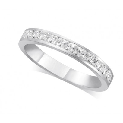 9ct White Gold Ladies 3mm Channel Set Princess Cut Diamond Eternity Ring Set with 0.70ct of Diamonds