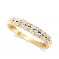 18ct Yellow Gold Ladies 4mm 2-Row Graduated Diamond Ring Set with 0.58ct of Diamonds