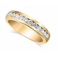 18ct Yellow Gold Ladies Court Shape 4mm Channel Set Diamond Half Eternity Ring Set with 0.50ct of Diamonds