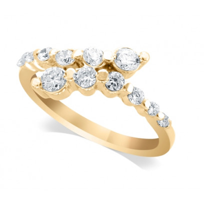 9ct Yellow Gold Ladies Claw-set Crossover Diamond Ring Set with 0.55ct of Diamonds