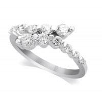 9ct White Gold Ladies Claw-set Crossover Diamond Ring Set with 0.55ct of Diamonds