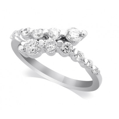 18ct White Gold Ladies Claw-set Crossover Diamond Ring Set with 0.55ct of Diamonds