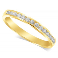 18ct Yellow Gold Ladies Channel Set Diamond Half Eternity Ring Set with 16 Round Diamonds