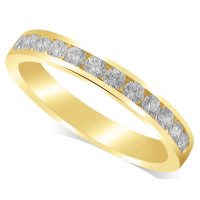 18ct Yellow Gold Ladies Channel Set Diamond Half Eternity Ring Set with 12 Round Diamonds