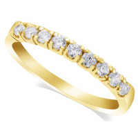 18ct Yellow Gold Ladies Channel Set Diamond Half Eternity Ring Set with 9 Round Diamonds