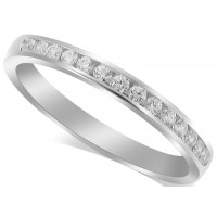 18ct White Gold Ladies Channel Set Diamond Half Eternity Ring Set with 16 Round Diamonds