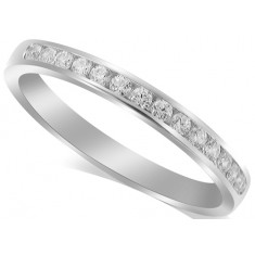 18ct White Gold Ladies Channel Set Diamond Half Eternity Ring Set with 16 Round Diamonds