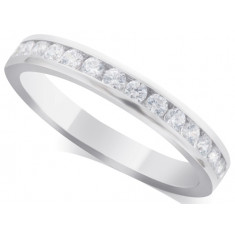 18ct White Gold Ladies Channel Set Diamond Half Eternity Ring Set with 14 Round Diamonds