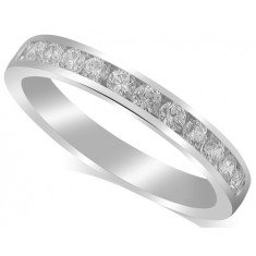 18ct White Gold Ladies Channel Set Diamond Half Eternity Ring Set with 12 Round Diamonds