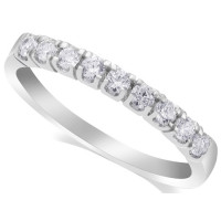 18ct White Gold Ladies Channel Set Diamond Half Eternity Ring Set with 9 Round Diamonds