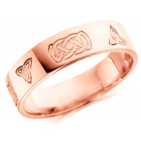 9ct Rose Gold Gents 6mm Celtic Wedding Ring Engraved with Celtic Knots and Plaits