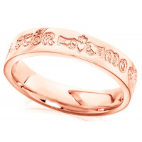 9ct Rose Gold Gents 6mm Celtic Wedding Ring Engraved with " "a stor mo chroi"" (darling of my heart) "