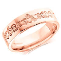 9ct Rose Gold Ladies 4mm Celtic Wedding Ring Engraved with "a stor mo chroi" " (darling of my heart)  "