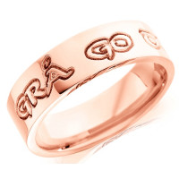 18ct Rose Gold Ladies 4mm Celtic Wedding Ring Engraved with ""gra go deo"" (love forever), Flat Outside, Comfort Fit Inside, Shiny Finish
