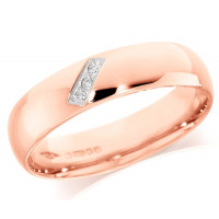 9ct Rose Gold Gents 5mm Wedding Ring Set with 1pt of Diamonds in a Diagonal Box