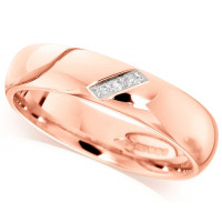 9ct Rose Gold Ladies 4mm Wedding Ring Set with 1pt of Diamonds in a Diagonal Box
