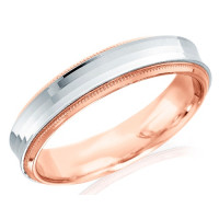 18ct Rose and White Gold Gents 5mm Wedding Ring with Concave Centre